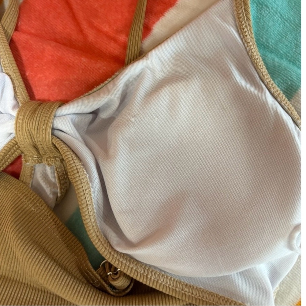 Light Brown One Piece Swimsuit With Cut Outs - Picture 15 of 16